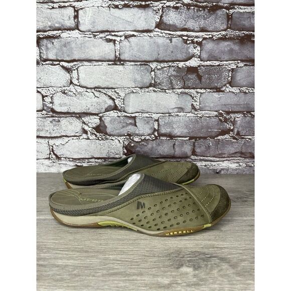 Merrell Rumba Moss Green Suede Leather Stretch Mesh Shoes Women Sz 8M US/38.5EU - Picture 1 of 16